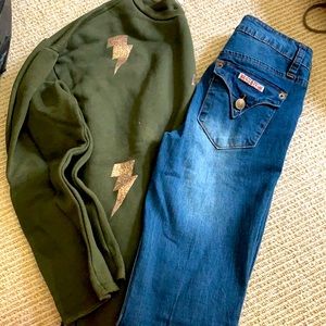 Hudson jeans and Zara sweatshirt